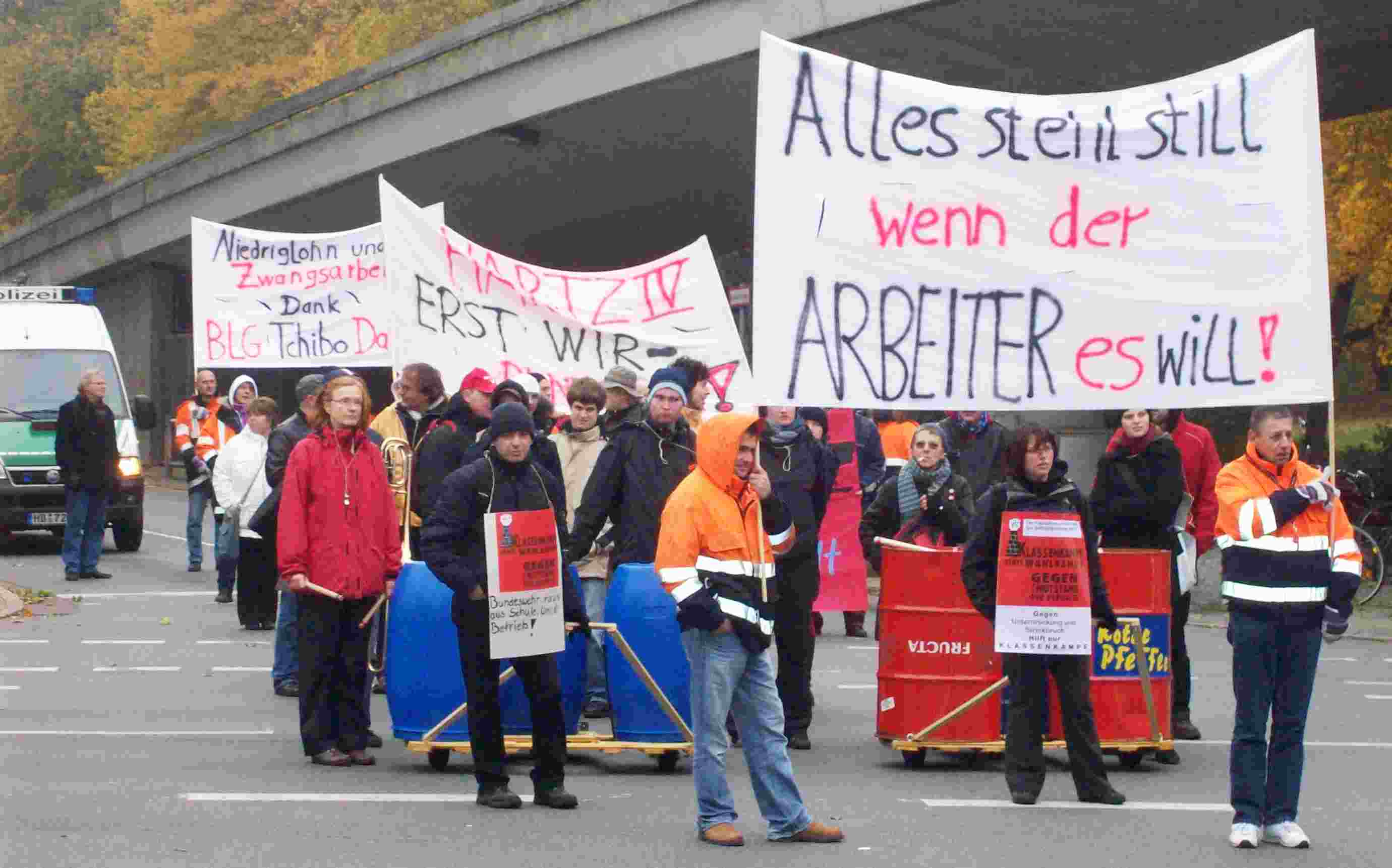 Demonstration der Kollegen vom 
Gesamthafenbetriebsverein Bremerhaven